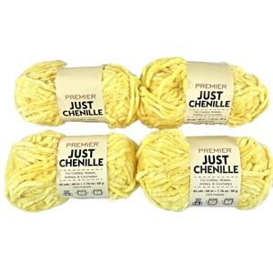 Premier JUST CHENILLE Yarn 65 yards (Lot of 4) YELLOW Crochet Super Bulky NEW